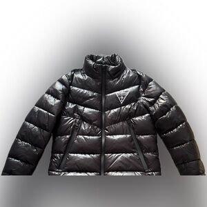 Guess Shiny Black Quilted Puffer Jacket